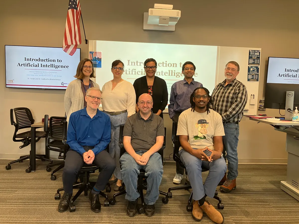 The TRANSCEND team from Florida Tech and the University of Florida trained 8 non-technical faculty members from Santa Fe Community College on Artificial Intelligence and Machine Learning systems