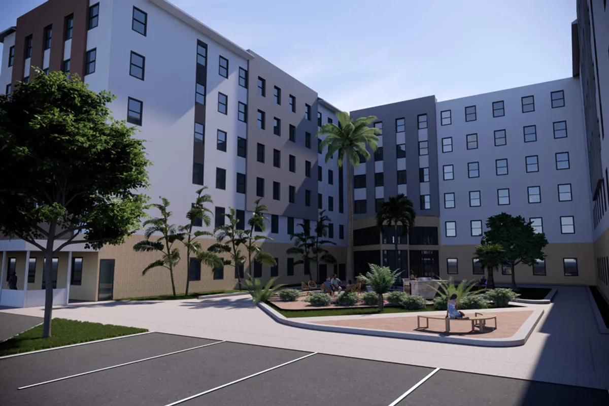 Courtyard area of the new student housing complex