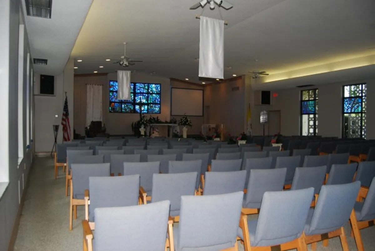 Standing in the back of All Faiths Center looking to the front
