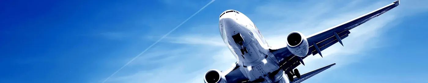 Airliner flying above.