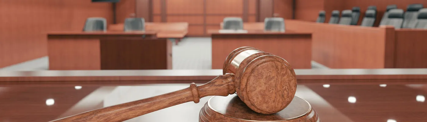Empty Courtroom and Gavel