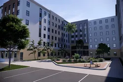 Courtyard area of the new student housing complex
